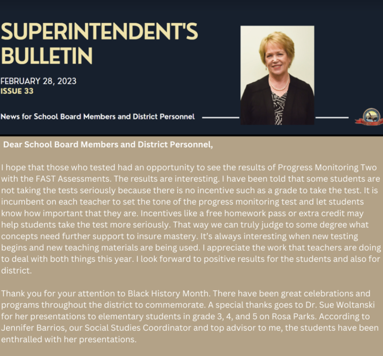  Super's bulletin